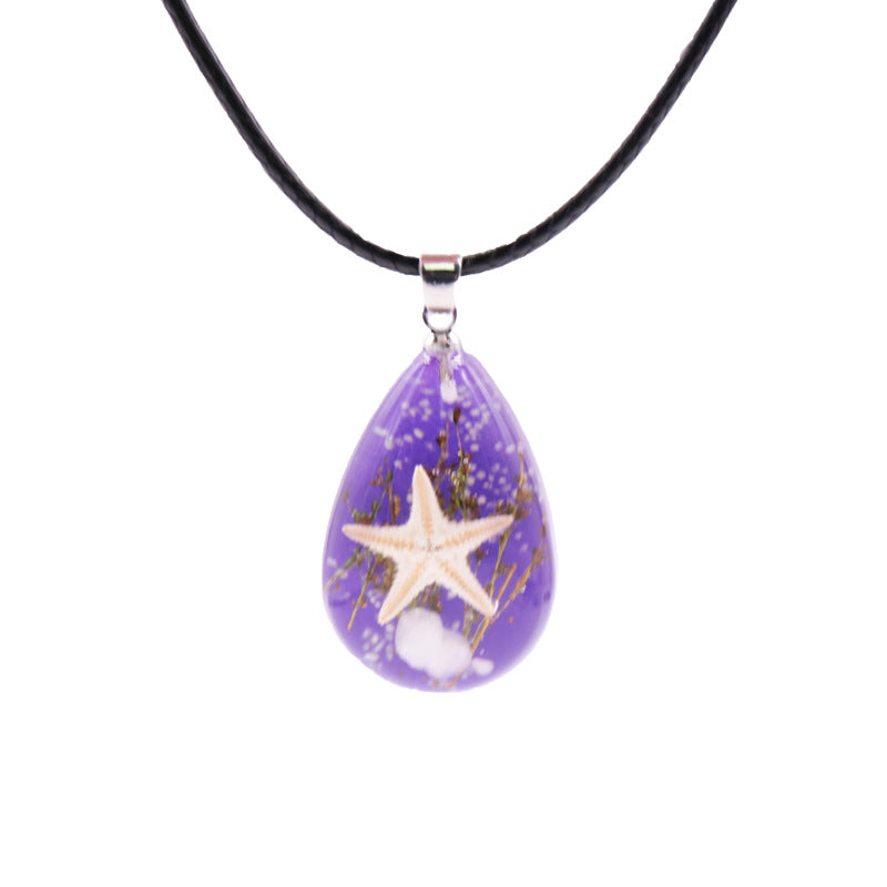 Wholesale Starfish Luminous Stone Resin Necklace